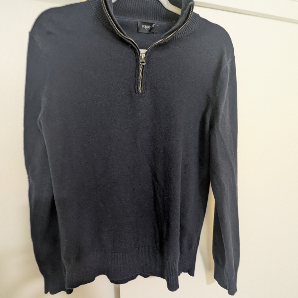 Men's Black Sweater with Zip Collar